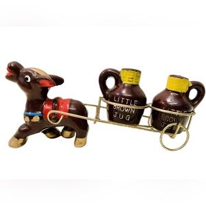 Vintage Japan Donkey & Cart My Little Brown Jugs Redware Salt & Pepper Shakers
